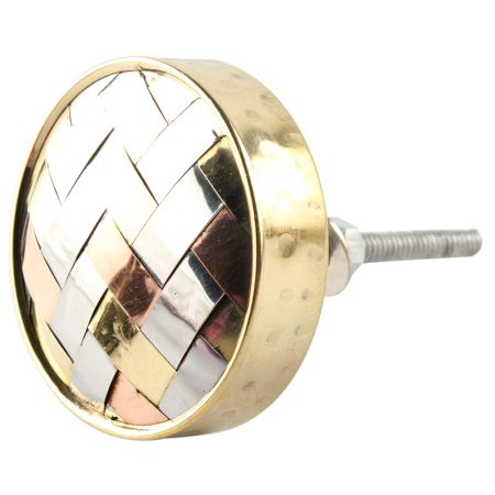 Silver Round Metal And Wood Cabinet Knobs Online